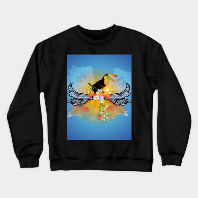 Funny toucan with flowers Crewneck Sweatshirt by Nicky2342